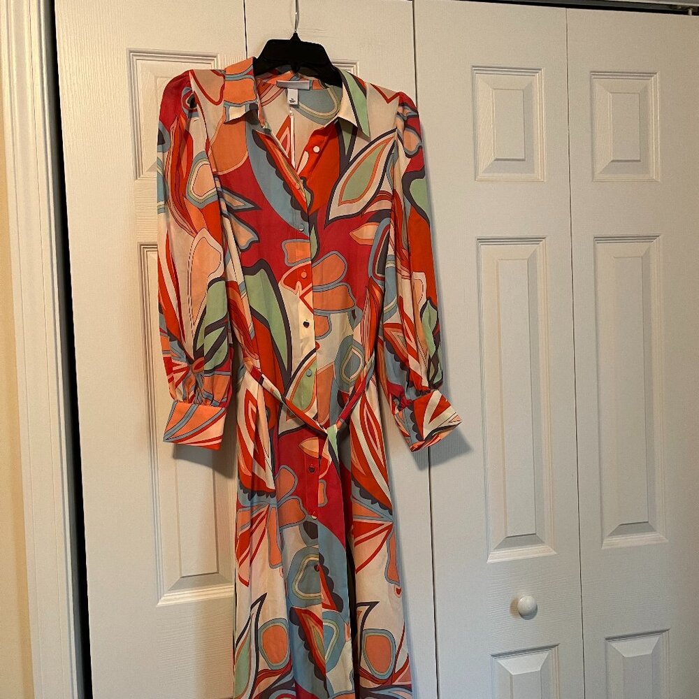 Alexis Multicolor Abstract Print Maxi Dress - Orange, Green, Blue